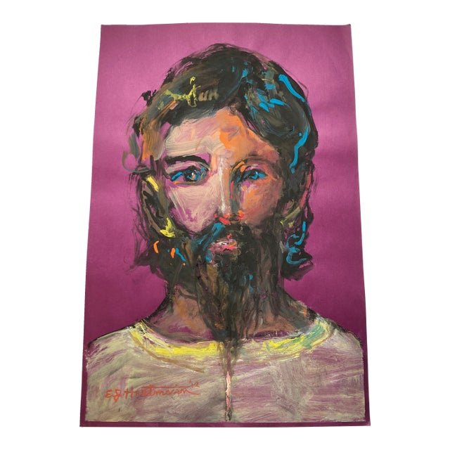 Contemporary Original E.J.Hartmann Abstract Portrait Painting Signed For Sale