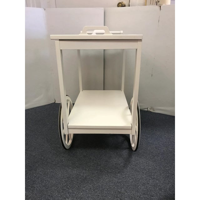 Wood Vintage Wooden Bar Cart With Removable Mercury Glass Tray Top For Sale - Image 7 of 12