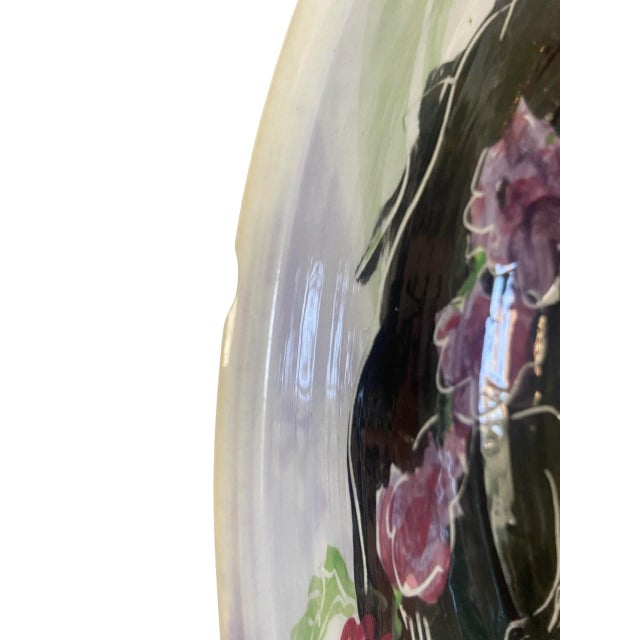 Extra Large Vintage Decorative Glazed Pottery Bowl Depicting a Woman With Floral Crown, Signed Spirt Circa 1990’s For Sale - Image 10 of 11