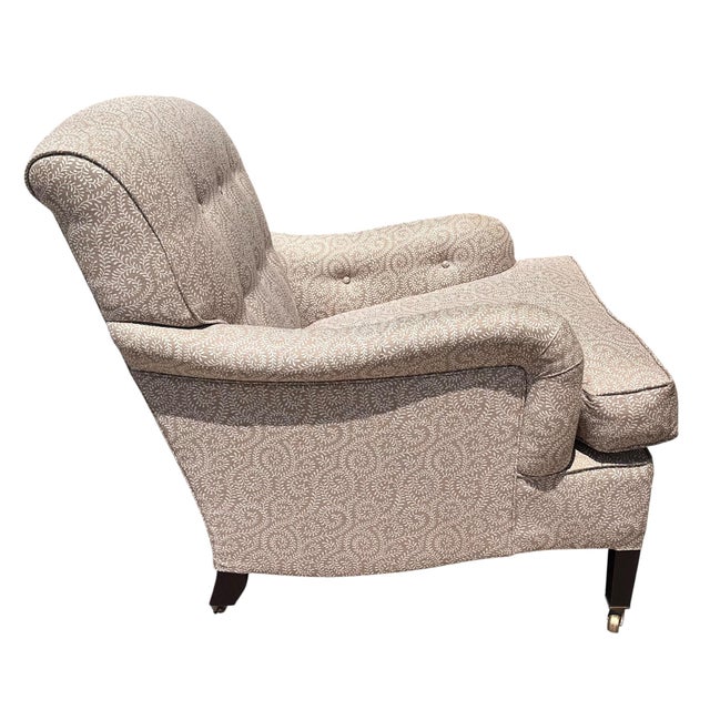 George Smith LLC George Smith Beige Linen Upholstered Roll Arm Club Chair - 1 of 2 For Sale - Image 4 of 5