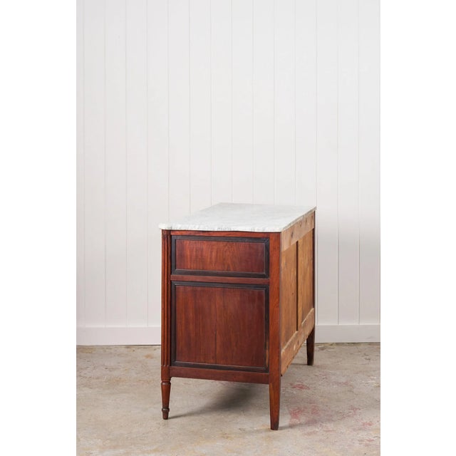 Louis XVI Period 18th Century French Commode With White Marble Top + Ebony Banding (C. 1780) For Sale - Image 13 of 14