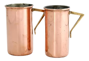 Vintage Mid-Century English Copper Grain Scoops, a Pair