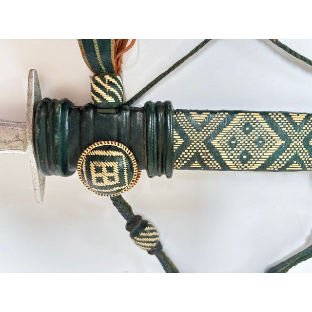 Mandinka Ceremonial Sword With Decorated Green Leather Scabbard West Africa 1950 For Sale In Palm Springs - Image 6 of 14