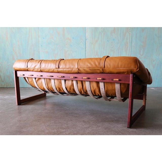 Percival Lafer Percival Lafer Mp-91 Sofa: Jatoba Wood & Caramel Leather, Mid-Century Modern For Sale - Image 4 of 15