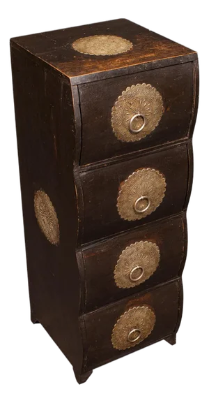Vintage Barber's Chest of Drawers, Turkish Pine Bombe Front Cabinet, Mid Century