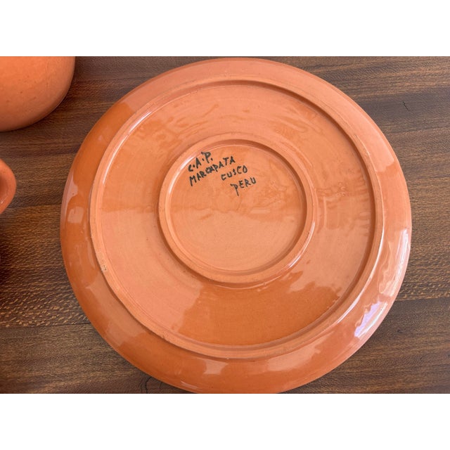Late 20th Century Peruvian Earthenware Artisanal Serving Set of 5 For Sale - Image 10 of 11