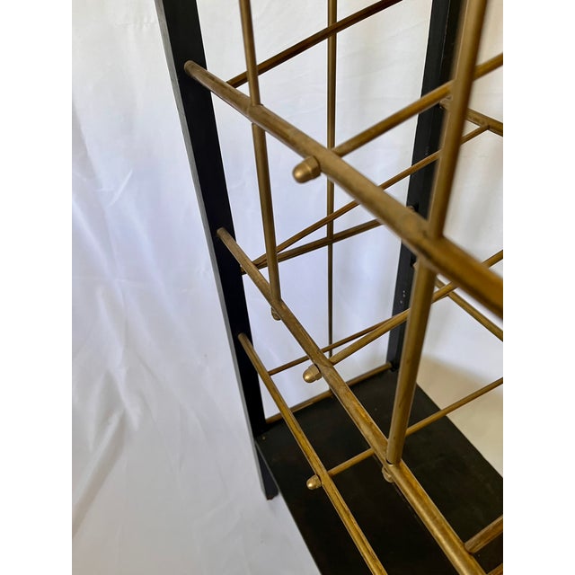 Vintage Art Deco Black Wood/Brass Magazine Stand For Sale - Image 12 of 15
