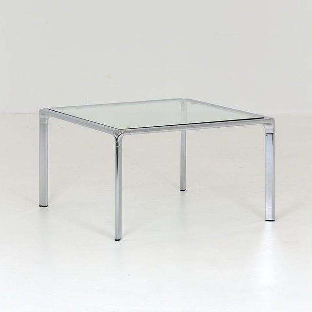 Mid-Century Modern Italian Bauhaus Square Coffee Table in Chrome and Glass, 1980s For Sale - Image 10 of 16