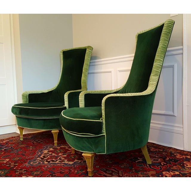 Emerald Green Velvet Club Chairs - A Pair | Chairish