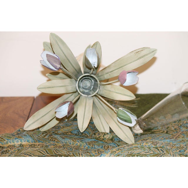 1960s Rare, Vintage Italian Tole Metal Tulip Vase, W/ Center Glass Vase Insert For Sale - Image 5 of 7