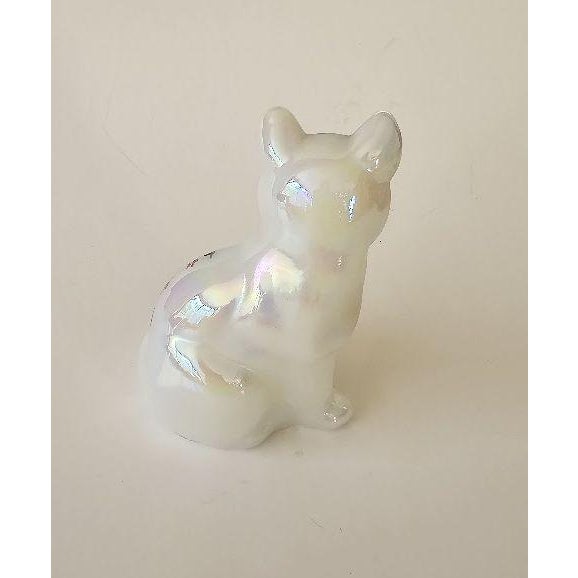 Fenton Art Glass Company Fenton Cat Hand Painted by Smith, Hearts & Flowers For Sale - Image 4 of 11