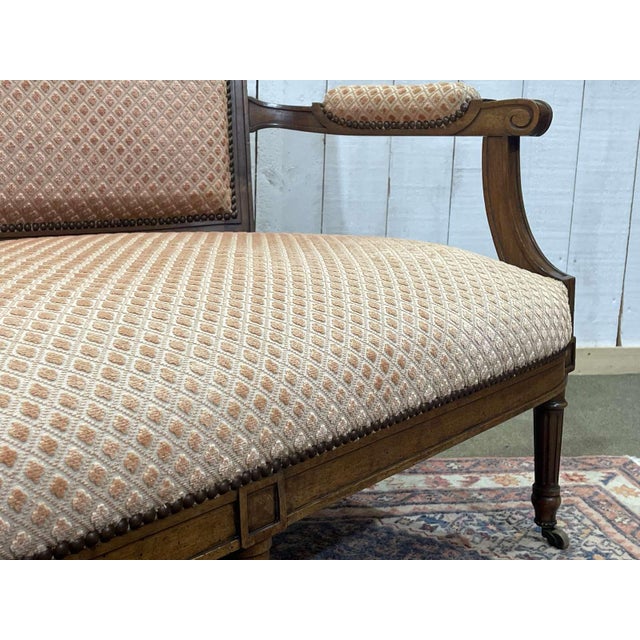 Wood Louis XVI Style Bench in Walnut For Sale - Image 7 of 17