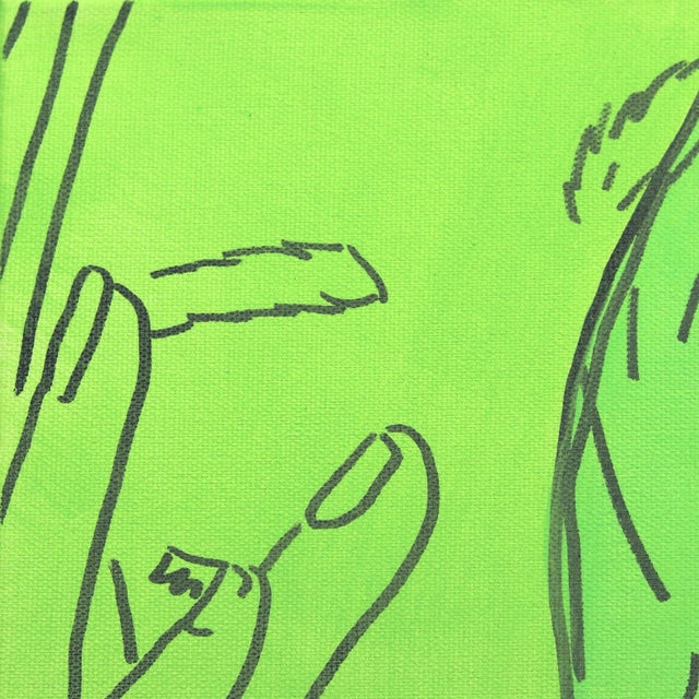 In bold, acrylic line paintings, US artist Hilary Bond depicts the heads and torsos of women, often repeating the image in...