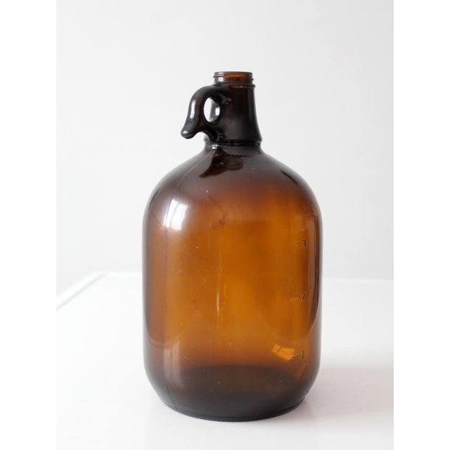 Glass Vintage Mid-Century One-Gallon Amber Glass Jug For Sale - Image 7 of 16