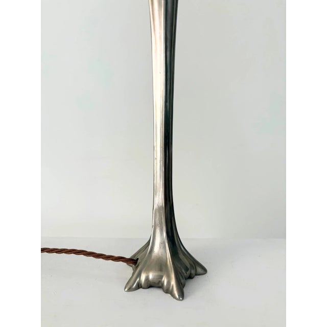 Metal Art Nouveau Cast Pewter Table Lamp, Belgium, 1910s For Sale - Image 7 of 9