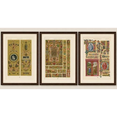 Title: Set of Three Renaissance Religious Ornament Chromolithographs by Albert Racinet : An exceptional set of three...