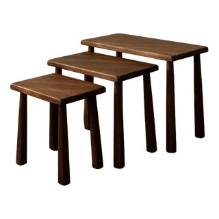 Vintage Oak Nesting Tables, 1970s, Set of 3 For Sale