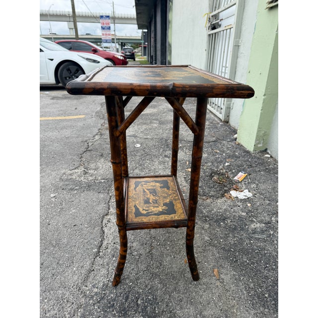 Late 19th Century 19th C Victorian Chinese Bamboo Table W Fabulous Decorations For Sale - Image 5 of 8