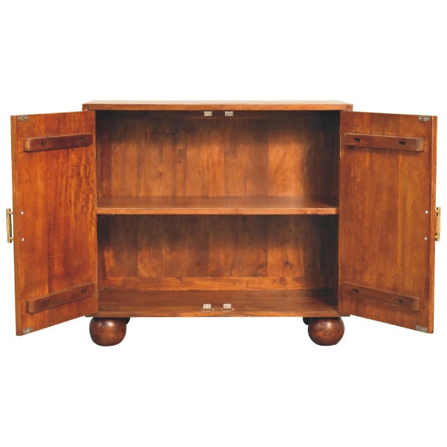 Chestnut Chestnut Mango Wood Cabinet With Carved Arch Doors For Sale - Image 8 of 8