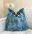 Blue Brocade 22x22 Velvet Throw Pillow With Feather Down Insert For Sale - Image 4 of 6