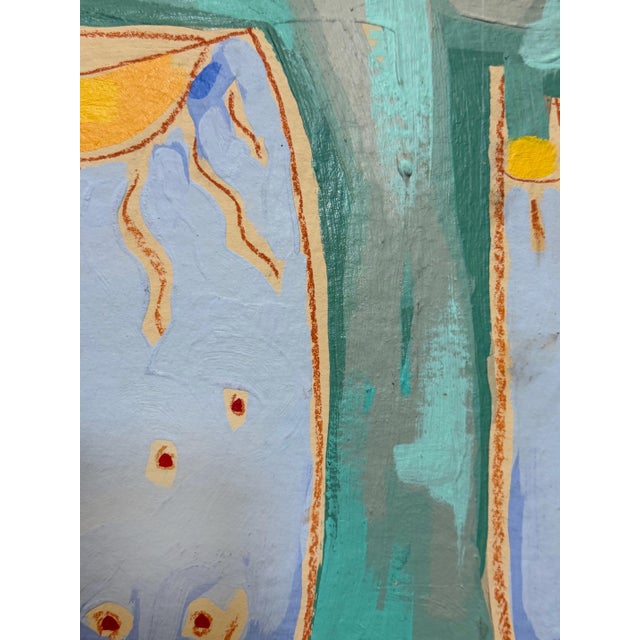 Postmodern Vintage 1980s Subtle Patterned Abstract Painting, Framed For Sale - Image 3 of 10