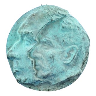 19th Century Bronze Plaque Sculpture Depicting Giuseppe Mazzini from Cesare Boneschi, Massari Foundry, 1895 For Sale