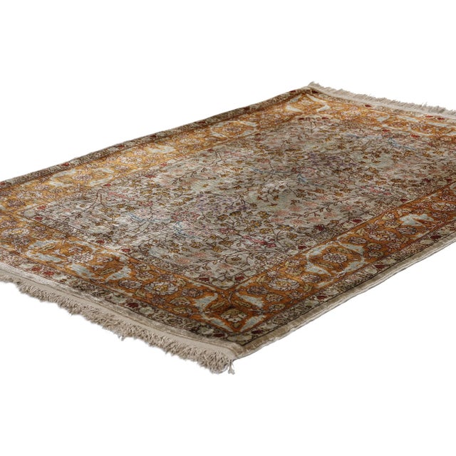 78733 Vintage Turkish Silk Hereke Rug, 02'02 x 03'04. The Hereke rug, born in the Turkish town of Hereke near Istanbul,...