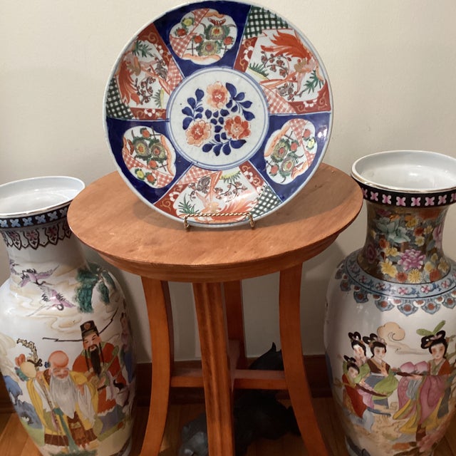 Antique Japanese Imari Porcelain Hand Painted Platter/Charger With Makers Mark For Sale - Image 11 of 12