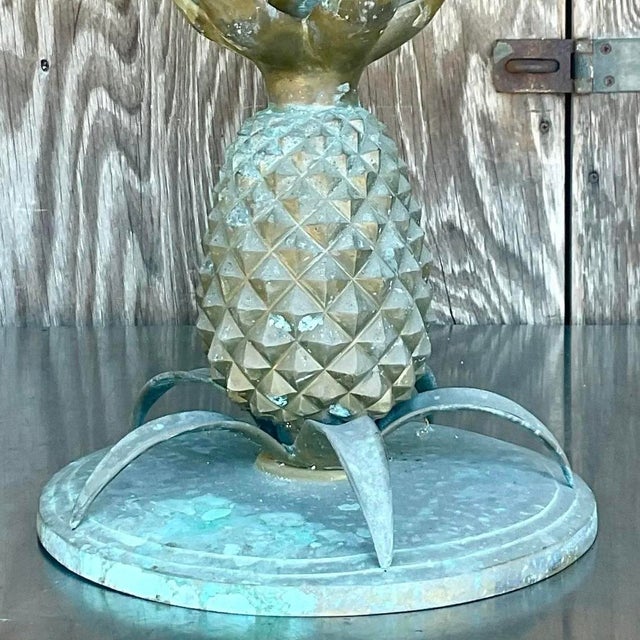 Mid 20th Century Vintage Boho Patinated Brass Pineapple Coffee Table For Sale - Image 9 of 13