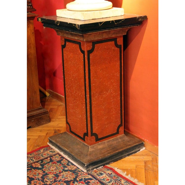 19th Century Italian Faux Marble Lacquer Architectural Pedestals or Columns, Set of 2 For Sale - Image 15 of 18