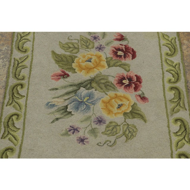 Traditional Antique Hooked Gift-Size Rug With Floral Bouquet & Foliate Border - Rug & Kilim For Sale - Image 3 of 7