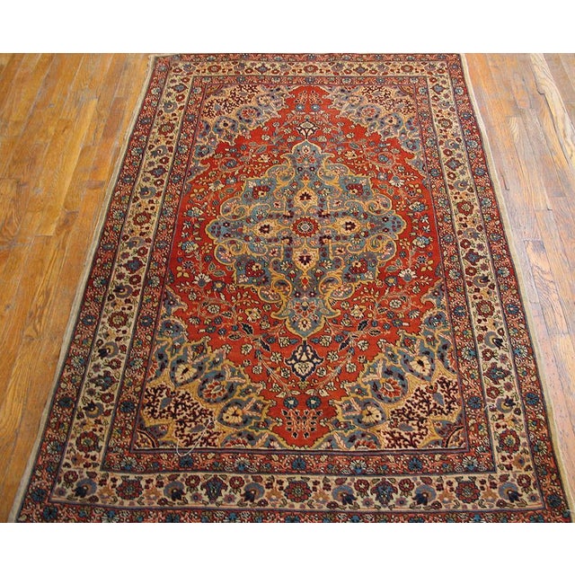 Antique Persian Tabriz rug, size: 4'0" x 5'10". Antique Tabriz Small Scatter Size Wool Rug, Country of Origin: Iran /...