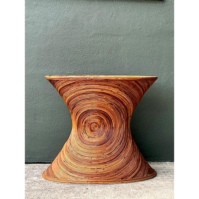 Tan Vintage Pencil Reed Sunburst Dining Table Pedestal For Sale - Image 8 of 13