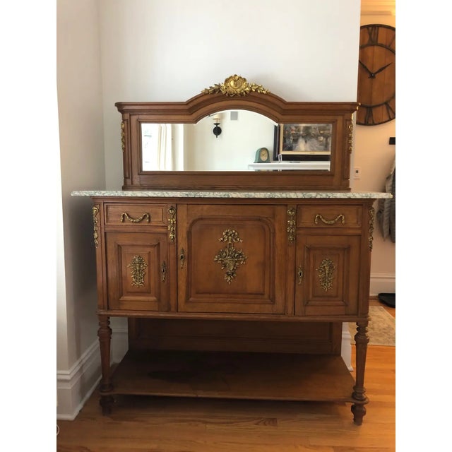 Early 19th Century French Walnut and Marble Serving Table For Sale - Image 4 of 5