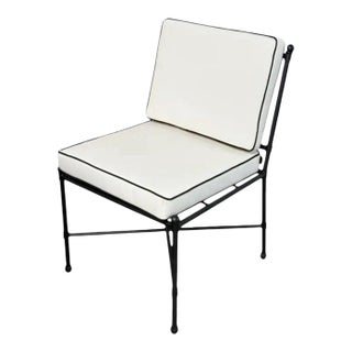 Vintage Mid-Century Style Black Wrought Iron Outdoor Lounge Chair For Sale