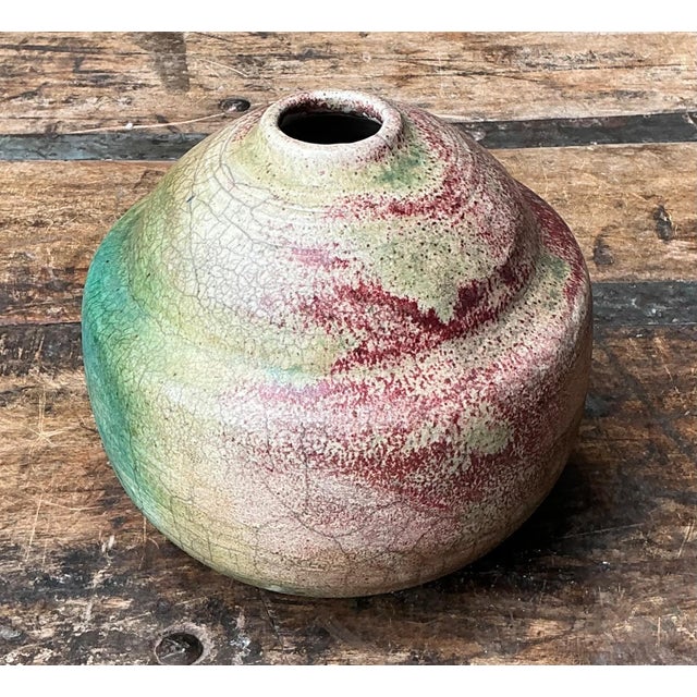 Mid-Century Modern Vintage Abstract Glazed Ceramic Vessel For Sale - Image 3 of 12