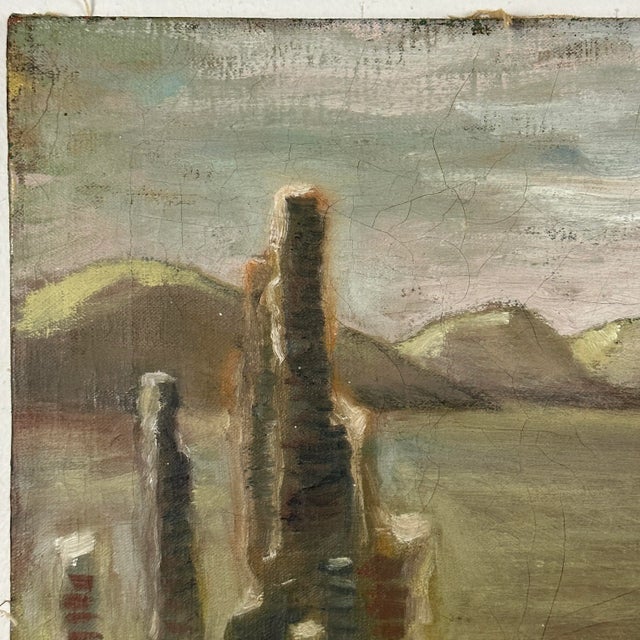 Vintage Expressionist Animal Skull Study in Desert Landscape, Signed (C. 1955, Oil on Canvas)/Georgia O’Keeffe/Francis Bacon For Sale - Image 4 of 7