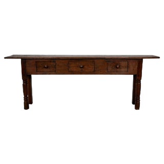 Large Dutch Rustic Colonial Farmhouse Teak Side Table For Sale