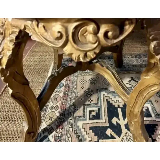 Antique Gilt Wood French Style Round Center Table With Faux Marble Wood Top For Sale In New York - Image 6 of 10