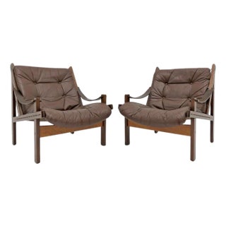 Torbjørn Afdal Leather Arm Chairs, 1960s For Sale
