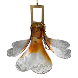 Vintage Mid-Century Modern Italian Floreal Glass Tulip Chandelier For Sale
