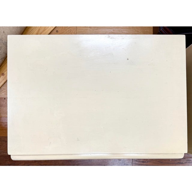 Paul Frankl for Johnson Furniture Pair of Matching Three Drawer Rare Flip Down Nightstands For Sale - Image 10 of 10