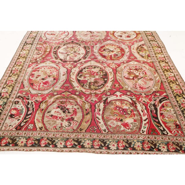 Textile Authentic Caucasian Karabagh Botanic Handmade Wool Carpet For Sale - Image 7 of 7