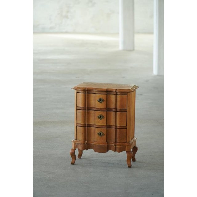 1940s Danish Baroque Revival Three-Drawer Chest in Oak with Brass Hardware, 1940s For Sale - Image 5 of 18