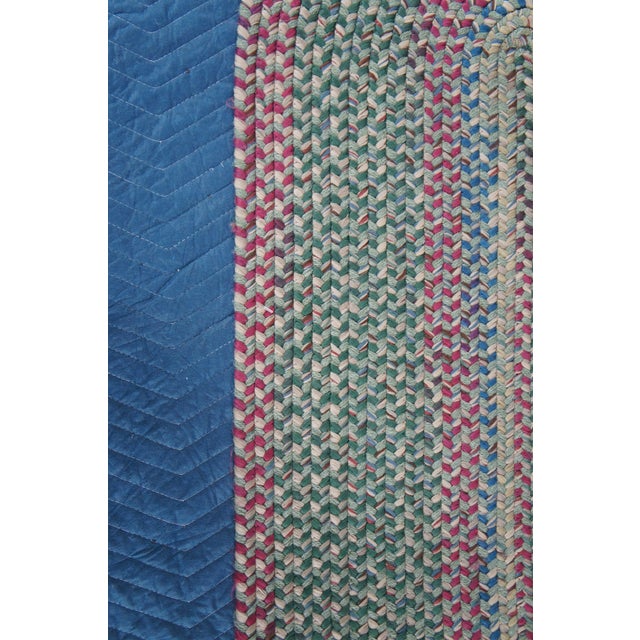 Late 20th Century Vintage Woven Braided Geometric Oval Area Rug Runner Mat 84" For Sale - Image 5 of 14