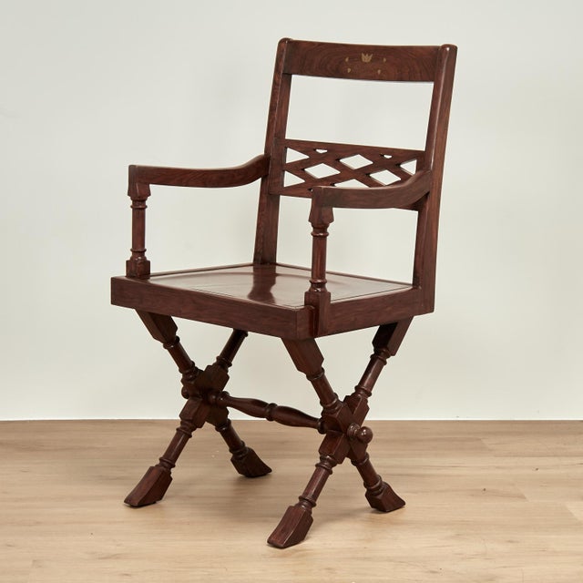 Vintage Anglo Indian Campaign Style Desk and Chair For Sale - Image 17 of 18