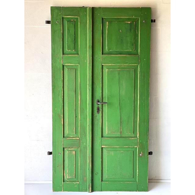 Antique Doors in Green, Set of 2 For Sale - Image 12 of 18