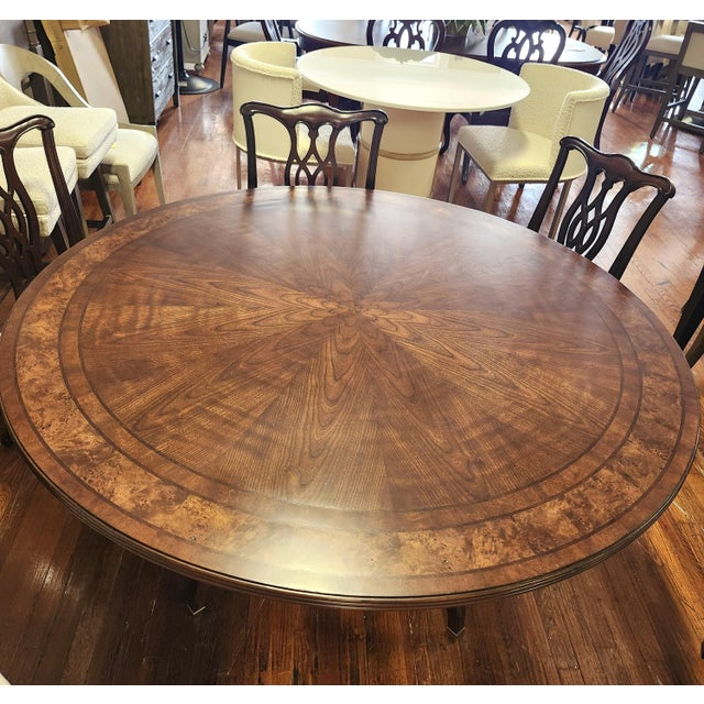 2020s American Drew Meyers Round Dining Table 426-701r Addison Cherry Walnut 60" Attributed For Sale - Image 5 of 14