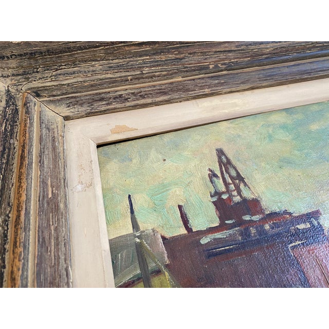 Mid 20th Century Edward Arthur Anderson Harbor Scene with Nautical