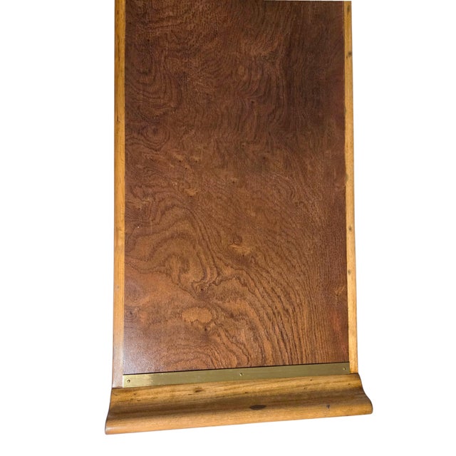 Wood 1960s Figured Wood Grain and Brass-Trimmed, Curved Leg Bench, Seat, Low Dining Zataku Table/Kotatsu, For Sale - Image 7 of 17